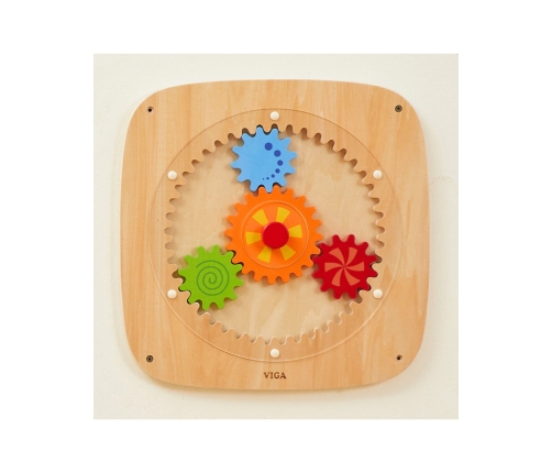 VIGA Drewniana Tablica z Kolorowymi Kołami Zębatymi