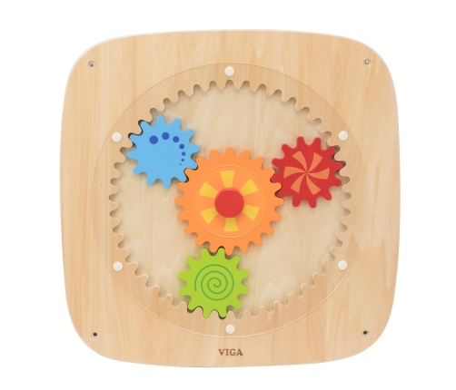 VIGA Drewniana Tablica z Kolorowymi Kołami Zębatymi