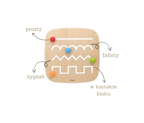 VIGA Drewniana Tablica Manipulacyjna Sensoryczna Labirynt