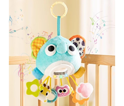 WOOPIE Baby Pluszowy Słonik Maskotka Interaktywna Przytulanka Muzyczna z Zawieszkami i Gryzakami