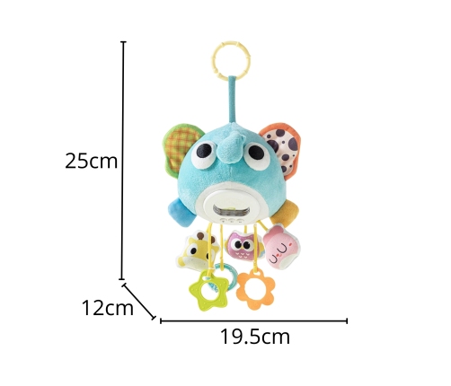 WOOPIE Baby Pluszowy Słonik Maskotka Interaktywna Przytulanka Muzyczna z Zawieszkami i Gryzakami