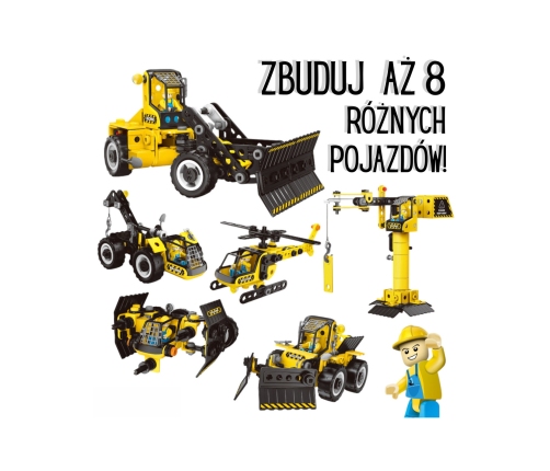 WOOPIE Klocki Konstrukcyjne Zbuduj Pojazdy Budowlane 8 Modeli STEAM