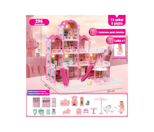 WOOPIE Domek dla Lalek Villa z Akcesoriami i Lalką 296el.