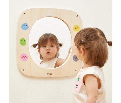 VIGA Drewniana Tablica z Lustrem i Emotkami