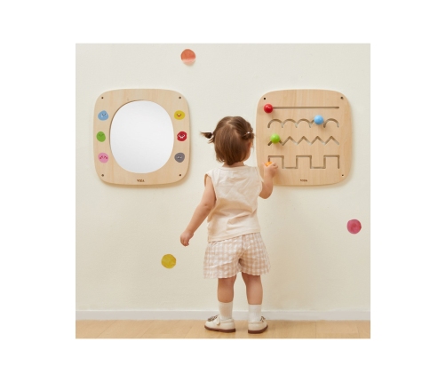 VIGA Drewniana Tablica z Lustrem i Emotkami