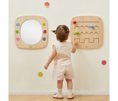 VIGA Drewniana Tablica z Lustrem i Emotkami