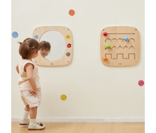VIGA Drewniana Tablica z Lustrem i Emotkami