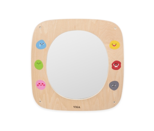 VIGA Drewniana Tablica z Lustrem i Emotkami