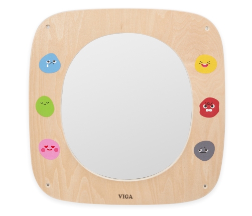 VIGA Drewniana Tablica z Lustrem i Emotkami