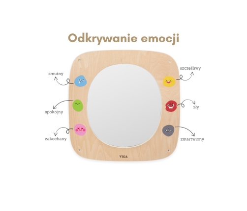VIGA Drewniana Tablica z Lustrem i Emotkami