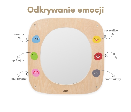 VIGA Drewniana Tablica z Lustrem i Emotkami
