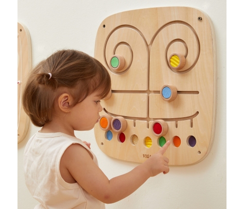VIGA Drewniana Tablica Manipulacyjna Sensoryczna Labirynt Dotknij i Dopasuj