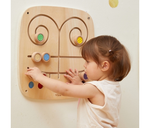 VIGA Drewniana Tablica Manipulacyjna Sensoryczna Labirynt Dotknij i Dopasuj