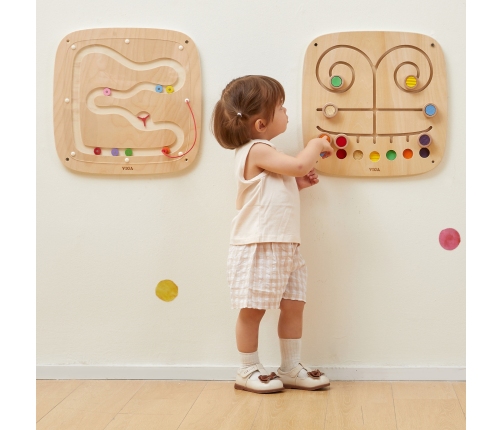 VIGA Drewniana Tablica Manipulacyjna Sensoryczna Labirynt Dotknij i Dopasuj