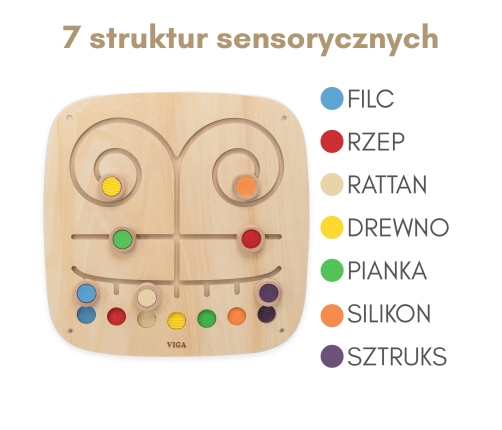VIGA Drewniana Tablica Manipulacyjna Sensoryczna Labirynt Dotknij i Dopasuj