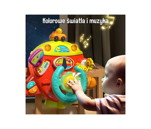 WOOPIE BABY Interaktywna Kierownica Samolot Pojazd na Łózeczko Wózek Efekty 18m+