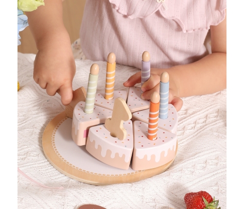 VIGA Drewniany Tort Urodzinowy do Krojenia