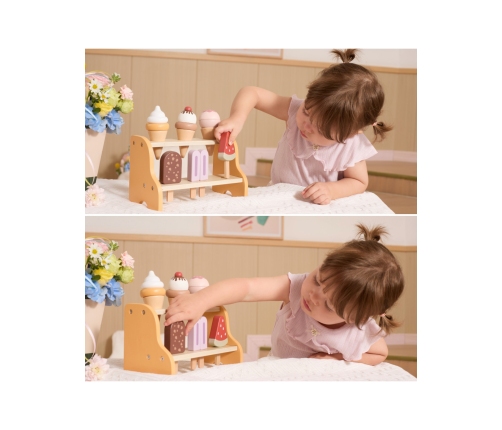 VIGA Drewniana Lodziarnia Sklepik Zestaw z Lodami 6 szt Lodów