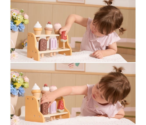 VIGA Drewniana Lodziarnia Sklepik Zestaw z Lodami 6 szt Lodów