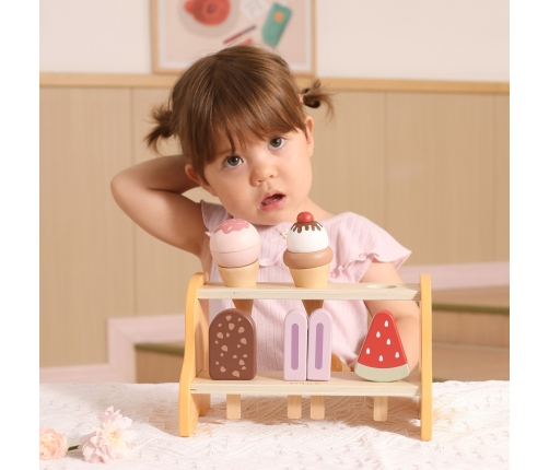 VIGA Drewniana Lodziarnia Sklepik Zestaw z Lodami 6 szt Lodów