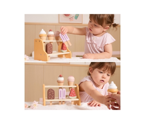 VIGA Drewniana Lodziarnia Sklepik Zestaw z Lodami 6 szt Lodów