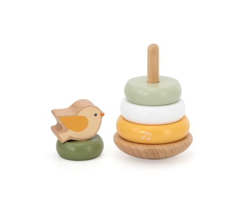 VIGA PolarB Drewniana Piramidka Edukacyjna - Ptaszek