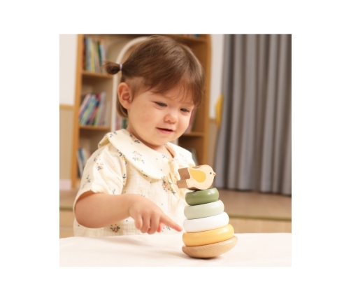 VIGA PolarB Drewniana Piramidka Edukacyjna - Ptaszek