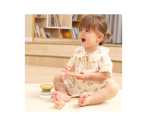 VIGA PolarB Drewniana Piramidka Edukacyjna - Ptaszek