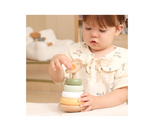 VIGA PolarB Drewniana Piramidka Edukacyjna - Ptaszek