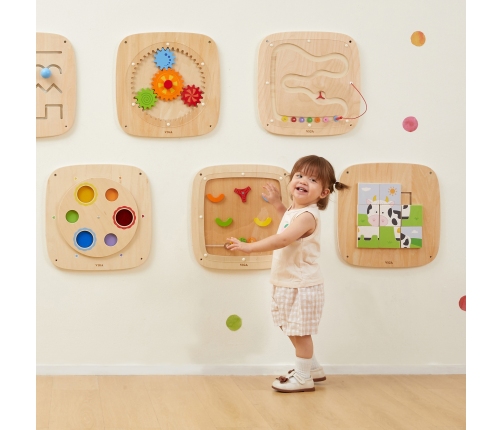 VIGA Drewniana Tablica Manipulacyjna Sensoryczna Układanka Obrazkowa