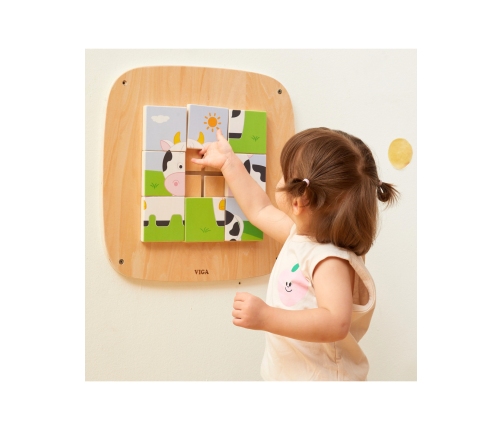 VIGA Drewniana Tablica Manipulacyjna Sensoryczna Układanka Obrazkowa