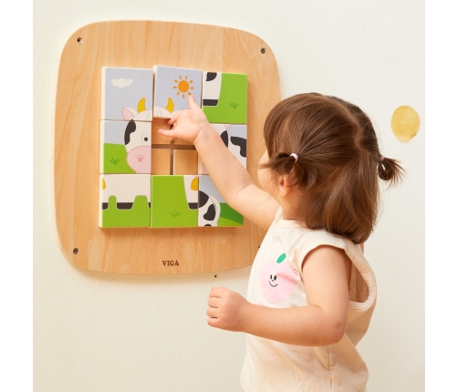 VIGA Drewniana Tablica Manipulacyjna Sensoryczna Układanka Obrazkowa
