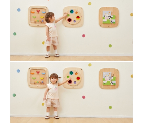 VIGA Drewniana Tablica Manipulacyjna Sensoryczna Układanka Obrazkowa