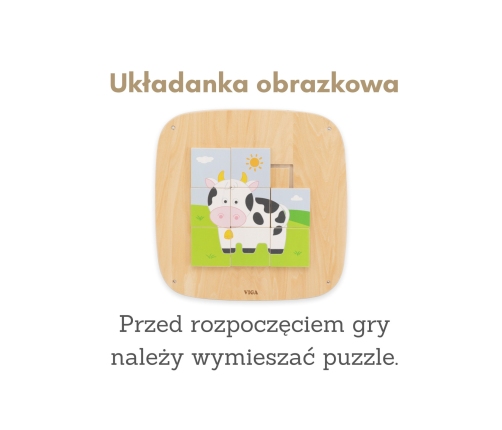 VIGA Drewniana Tablica Manipulacyjna Sensoryczna Układanka Obrazkowa