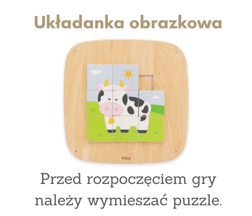VIGA Drewniana Tablica Manipulacyjna Sensoryczna Układanka Obrazkowa