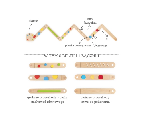 VIGA Drewniana Równoważnia Modułowa Tor Ścieżka Sensoryczna