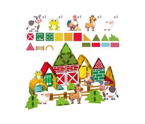 WOOPIE Magnetyczne Klocki Konstrukcyjne 7,5 cm Farma 30 el.