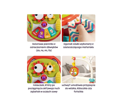 WOOPIE BABY Interaktywna Zabawka Sowa Pianinko z Szeleszczącym Ogonem