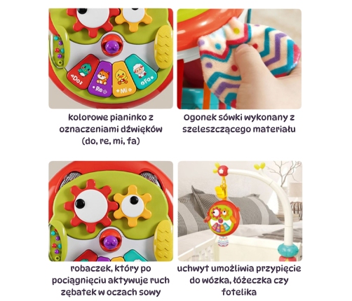 WOOPIE BABY Interaktywna Zabawka Sowa Pianinko z Szeleszczącym Ogonem