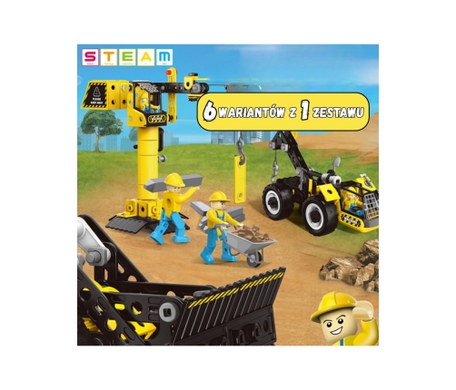 WOOPIE Zestaw Konstrukcyjny Pojazdy Budowlane STEAM 6w1 223 el.