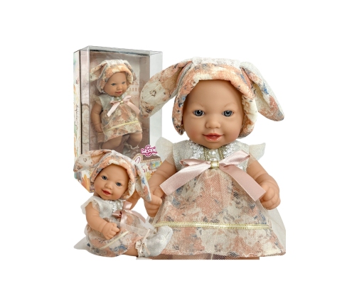 WOOPIE ROYAL Lalka Bobas 24 cm w Sukience i Czapeczce Króliczka