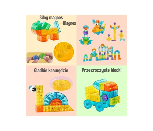 WOOPIE Przezroczyste Magnetyczne Klocki Konstrukcyjne 43 el.