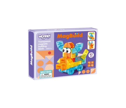 WOOPIE Przezroczyste Magnetyczne Klocki Konstrukcyjne 43 el.