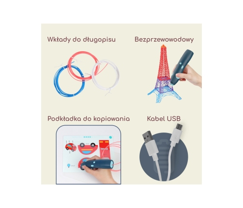 WOOPIE 3D Drukarka-Długopis Pen Bezpieczny Wkłady Usb