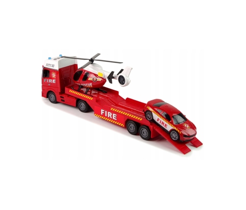 WOOPIE Zestaw Pojazdów Laweta Strażacka Helikopter Samochód Dźwięk Światła