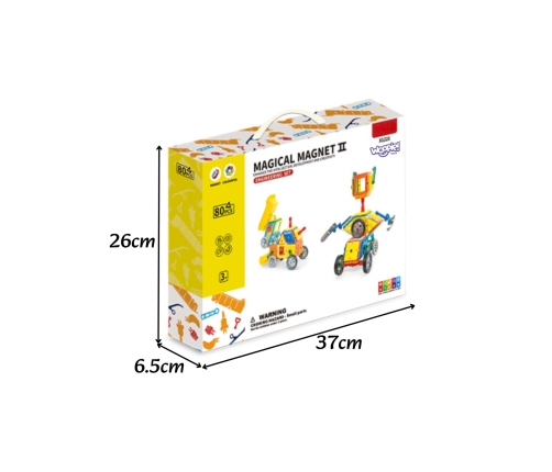 WOOPIE Klocki Magnetyczne 3D Pojazdy Zestaw 80el.