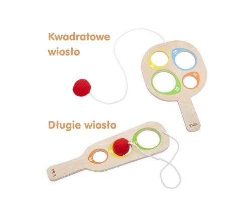 VIGA Drewniany Zestaw Paletek do Gry Złap Piłkę z Punktacją