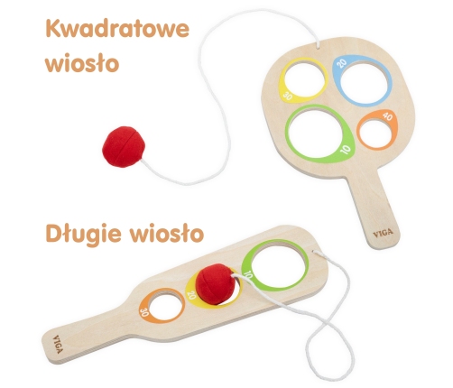 VIGA Drewniany Zestaw Paletek do Gry Złap Piłkę z Punktacją