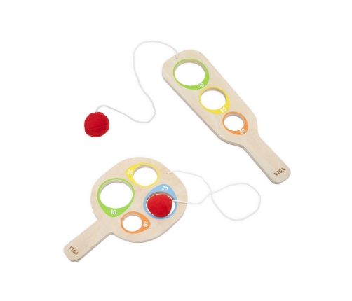 VIGA Drewniany Zestaw Paletek do Gry Złap Piłkę z Punktacją