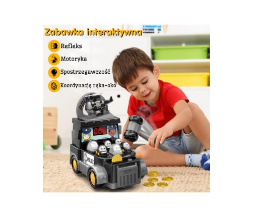 WOOPIE Gra Zręcznościowa Uderz Młotkiem Wbijak Wóz Policyjny z Akcesoriami